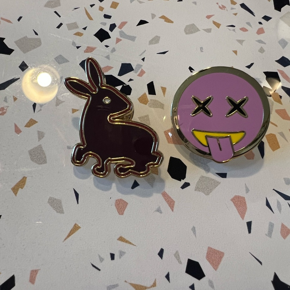 Coach Purple Bunny and Pink Emoji Enamel Pins